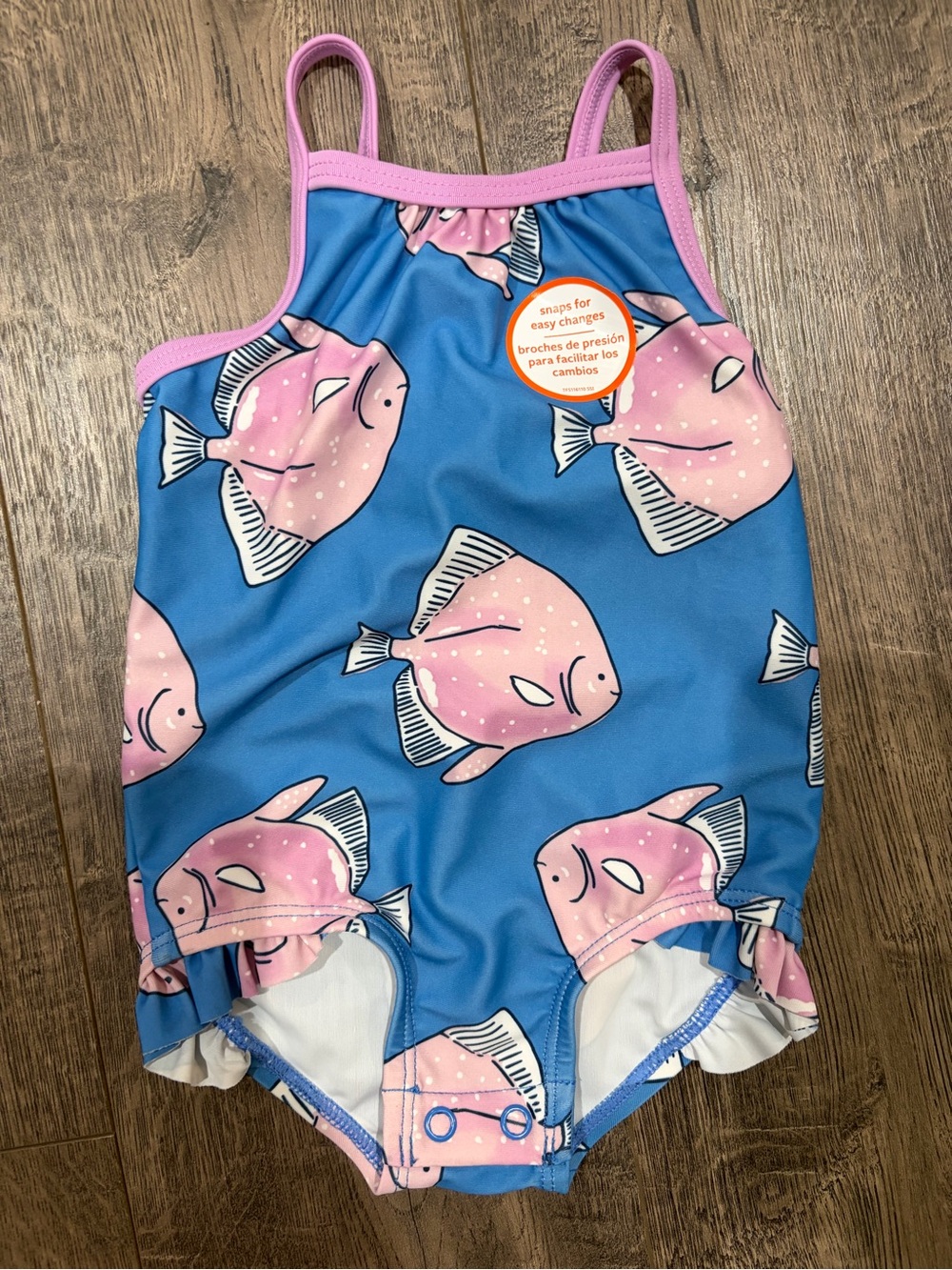 Carter's Blue One-Piece Swimsuit with Pink Fish Print